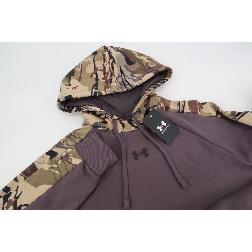 Under Armour Men's Small Rival Camo Fleece Blocked Hoodie Gray 1388087 NEW